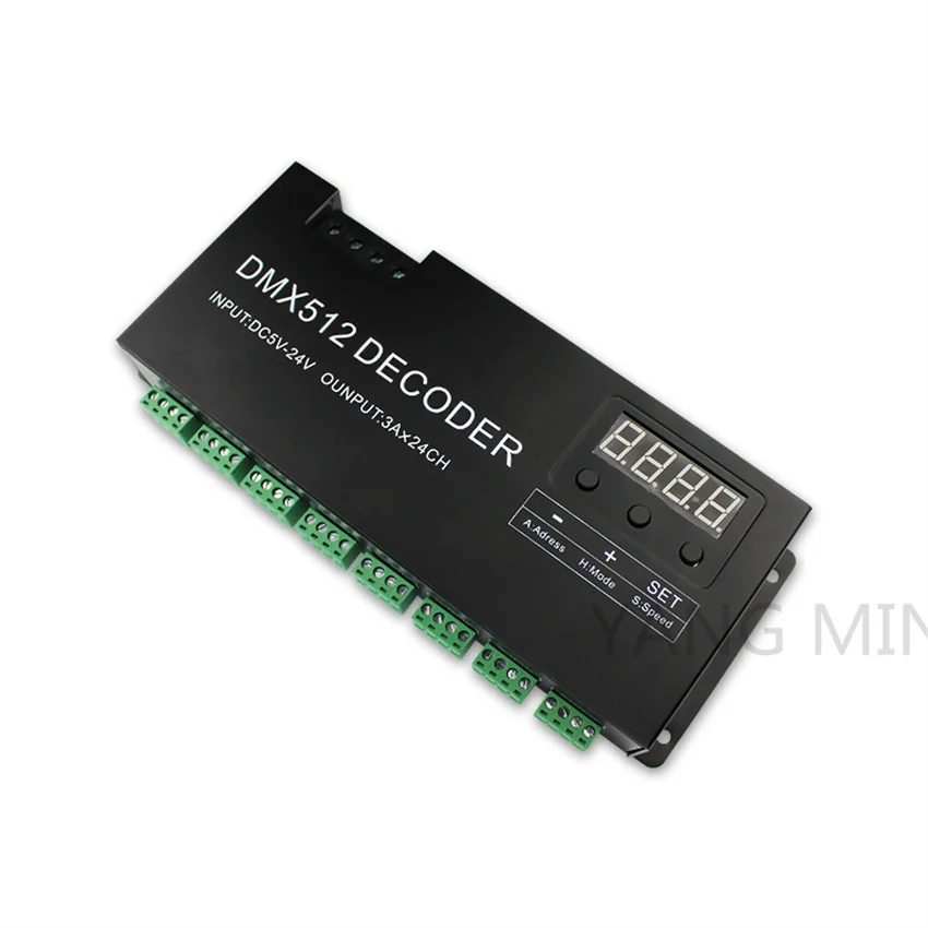 

Free Ship 24 Channel DMX Decoder RGB LED Controller 72A PWM DMX512 Dimmer Driver for RGB LED Strip and LED Module Light DC5V-24V