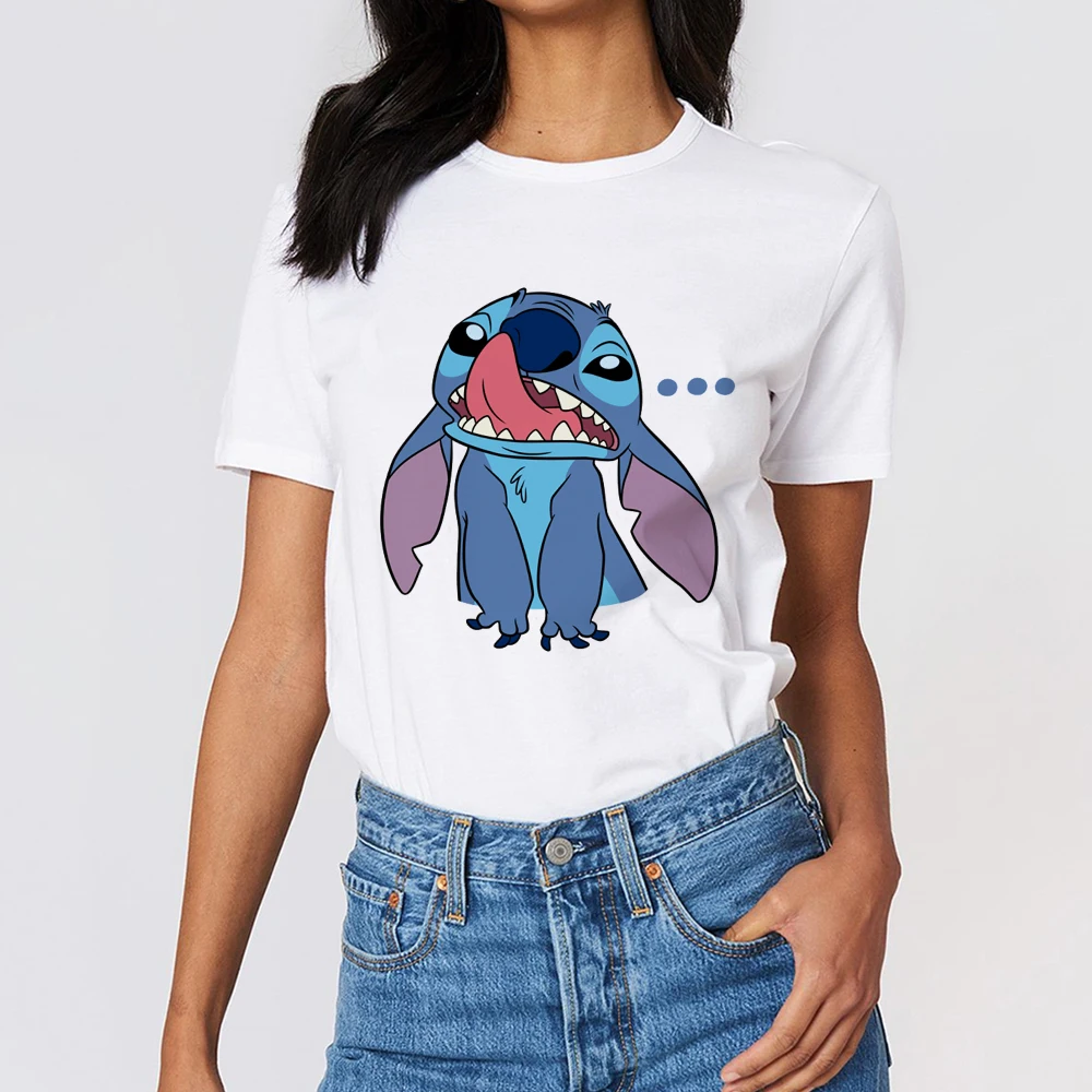 Лило и Стич футболки с рисунком для девочек летнее платье женщин коротким