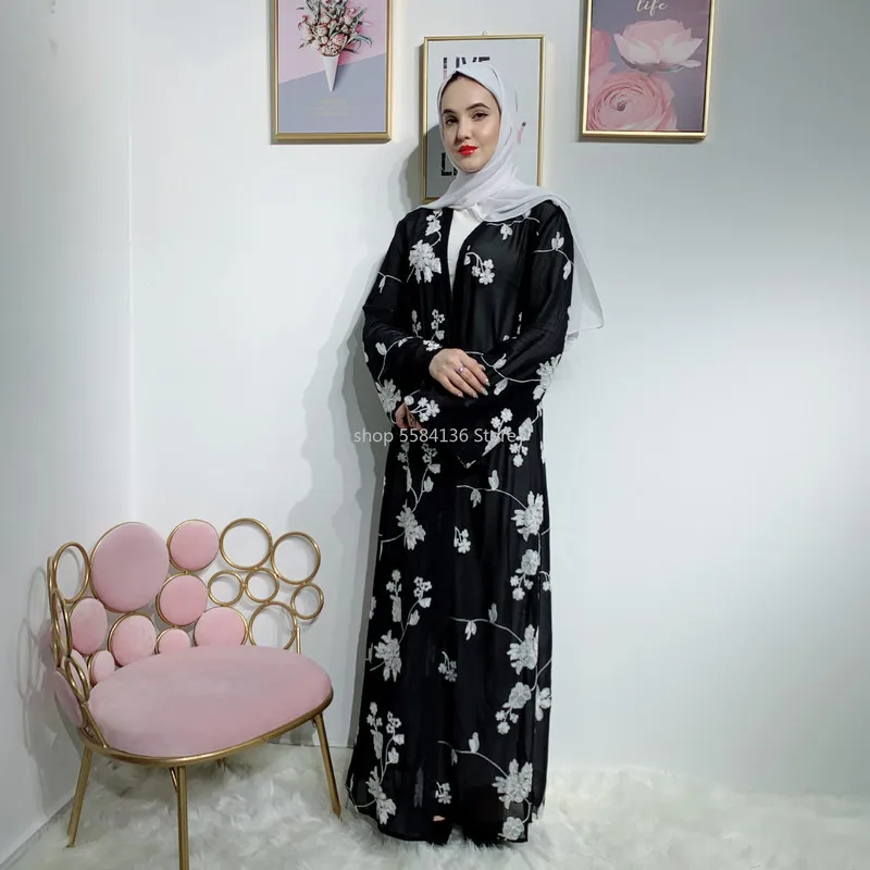 Элегантный принт в мусульманском стиле кардиган абайя Макси платье кимоно
