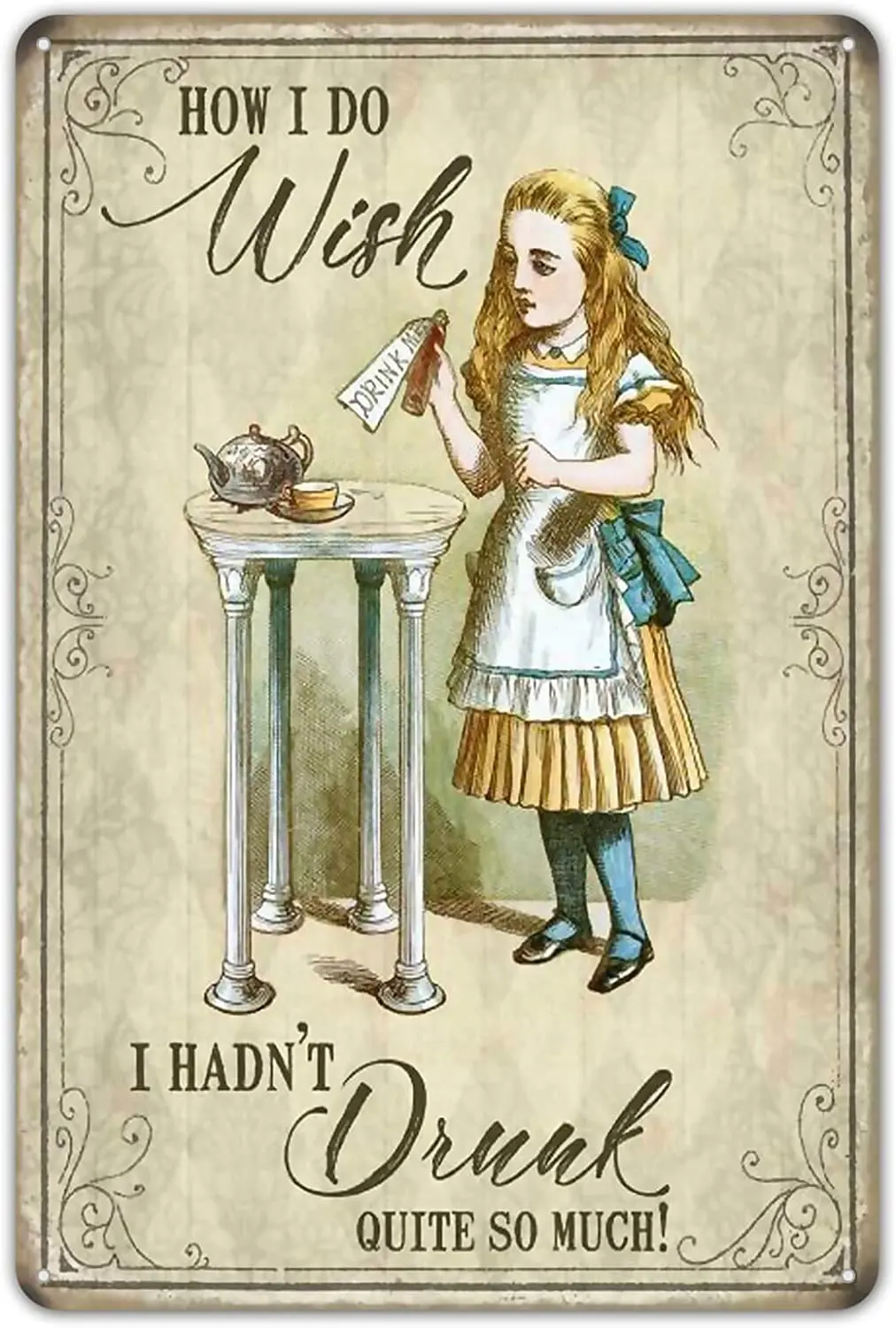 Оловянные таблички Sarcarse, плакаты для комнаты, бара, Настенный декор, Алиса в стране чудес, хотелось бы, чтобы я не так много пьял