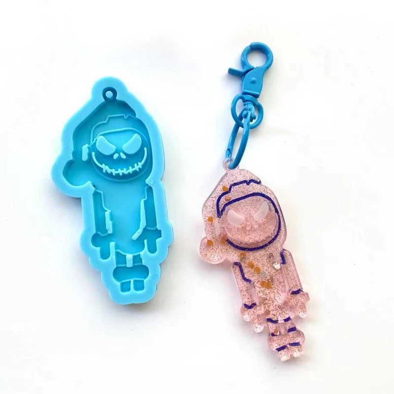 

Halloween Themed Skeleton Frame Keychain Epoxy Resin Mold Jewelry Pendant Silicone Mould DIY Crafts Ornaments Mold