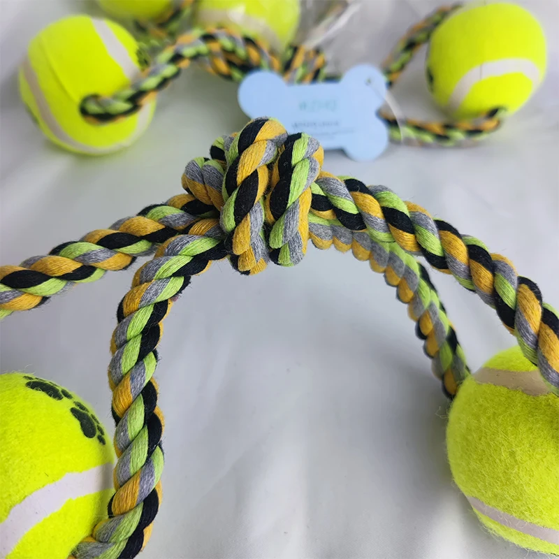 

Antistress Pop It Toys For Dog Eight-Character Double-Headed Tennis Dog Toys Interactive Training Cotton Rope Creative Bite Toys