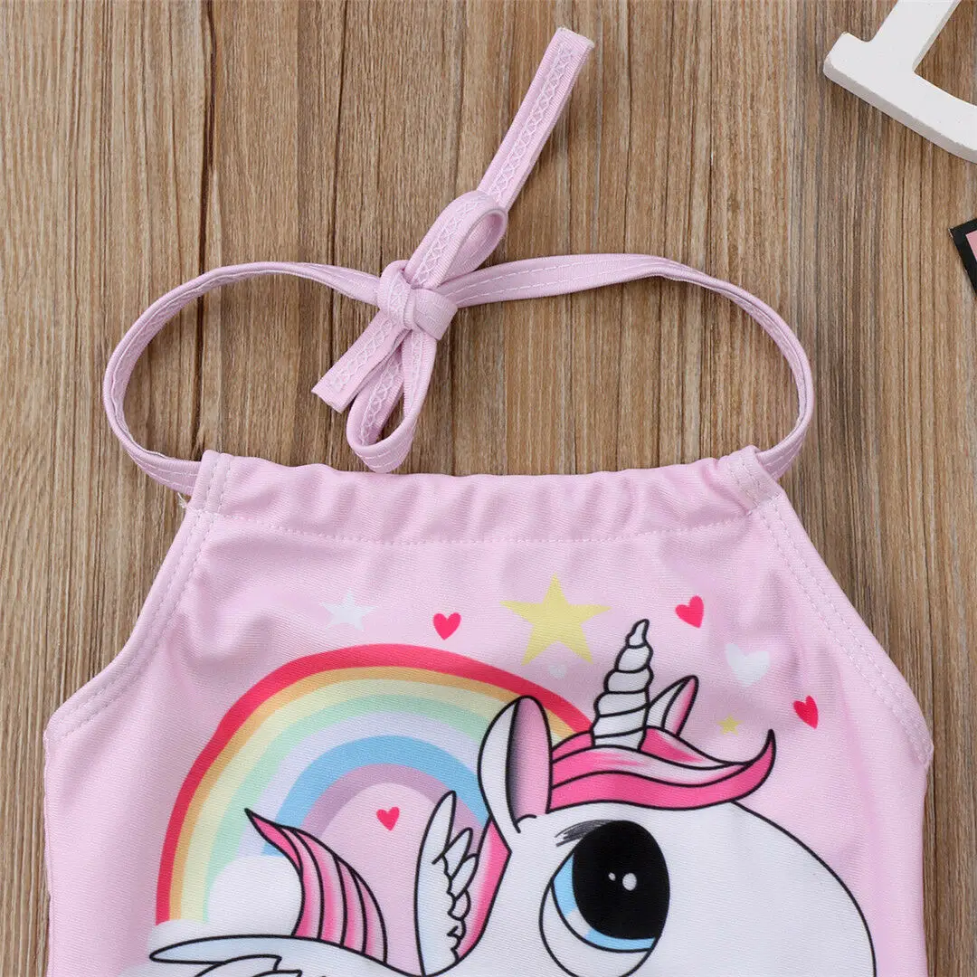 Детское милое бикини с единорогом для маленьких девочек цельные костюмы