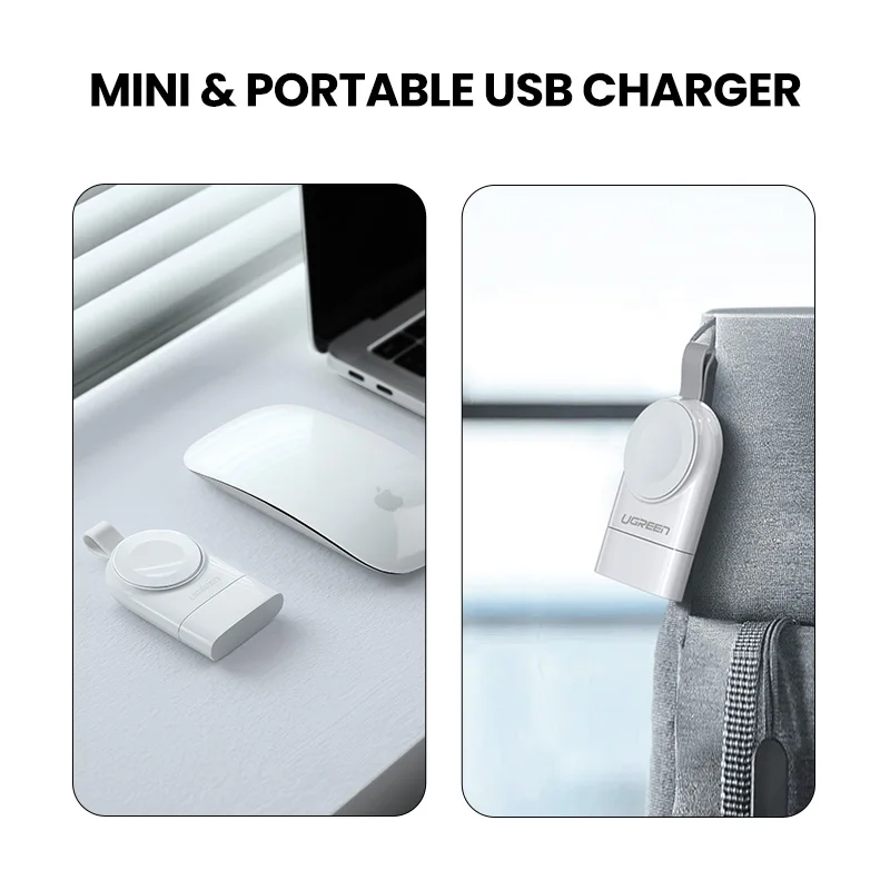 UGREEN-cargador inal&aacute;mbrico para Apple Watch serie 5, 4, 3, 2, 1, MFi, USB, magn&eacute;tico-5