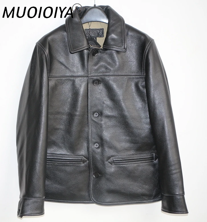 

Free shipping,Brand men's 100% genuine leather Jacket,classic Full grain cow leather coat,japan brakeman clothes.original