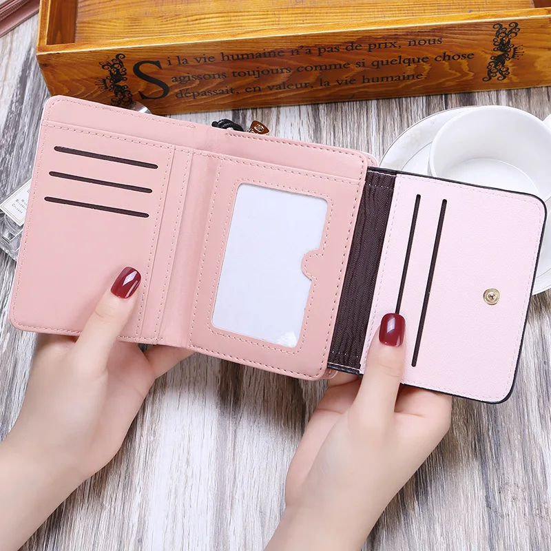 

New short women Wallet Fashion PU leather clutch money bag ladies small wallet wristlet handbag coin purse credit card holder