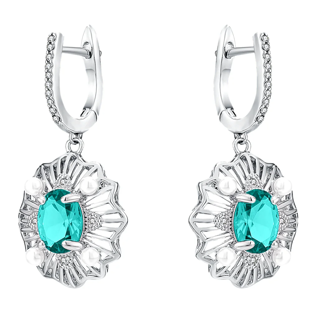 

New Blue Color ZirconWedding Earrings for Women Hanging Drop Earings Female Jewelry Hot Pick Drop shipping