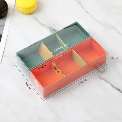 10pcs Macaron packaging box high-end French biscuit candy carton window open PET transparent 3/5/6 grain baking drawer type | Дом и сад