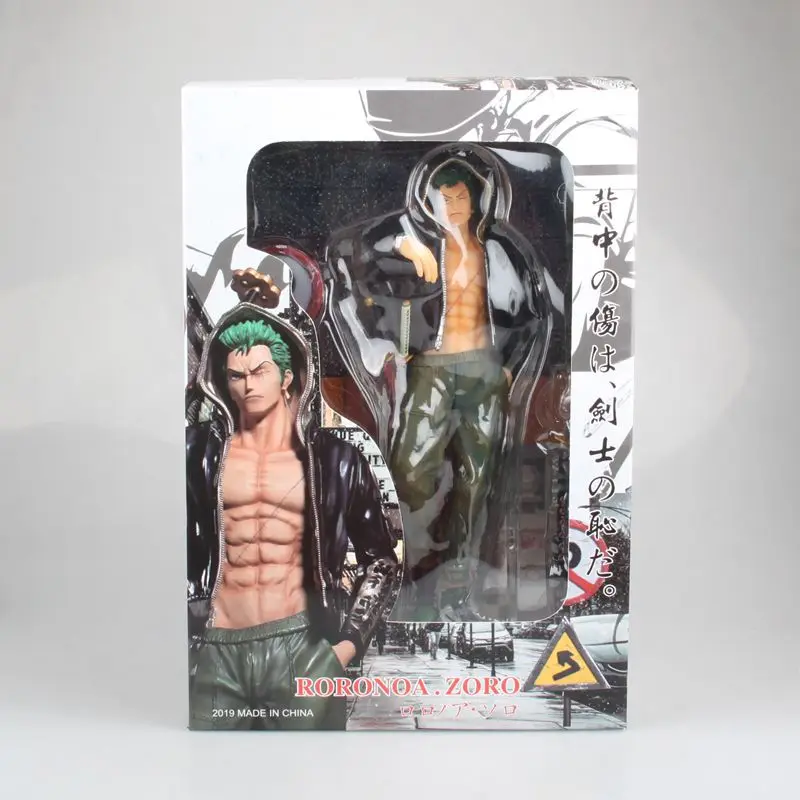 

11" One Piece Roronoa Zoro Statue The Straw Hat Pirat Bust Full-Length Portrait PVC Action Figure Model Toy BOX 28CM Q447