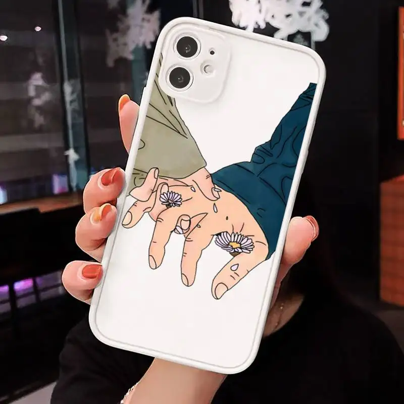 

Finger Art Aesthetic Hand Phone Cases Matte Transparent for iPhone 7 8 11 12 s mini pro X XS XR MAX Plus cover funda