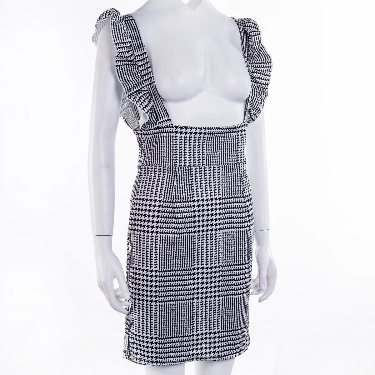 Женская летняя облегающая юбка с оборками приталенная на бретелях высокой