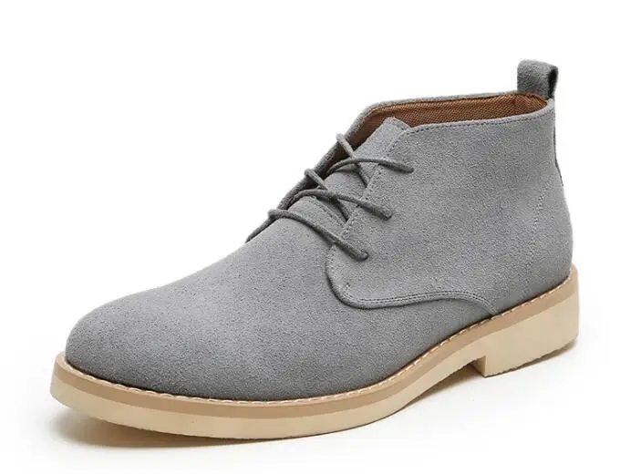 short grey Мужские ботинки челси из натуральной кожи; роскошные мужские Ботильоны; мужская повседневная обувь; Мужская обувь с острым носком; винтажные мотоциклетные ботинки - Цвет: short grey