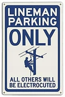 tin sign lineman parking only all others will be electrocuted metal plaque road backyard wall decoration plaque metal plate