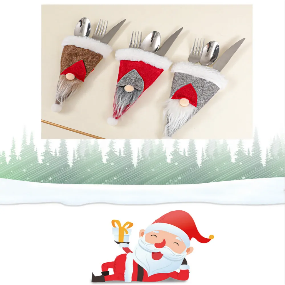 

Christmas Cutlery Set Knife And Fork Set Gift Bag Christmas Socks Diner Set Porcelaine Protective Case
