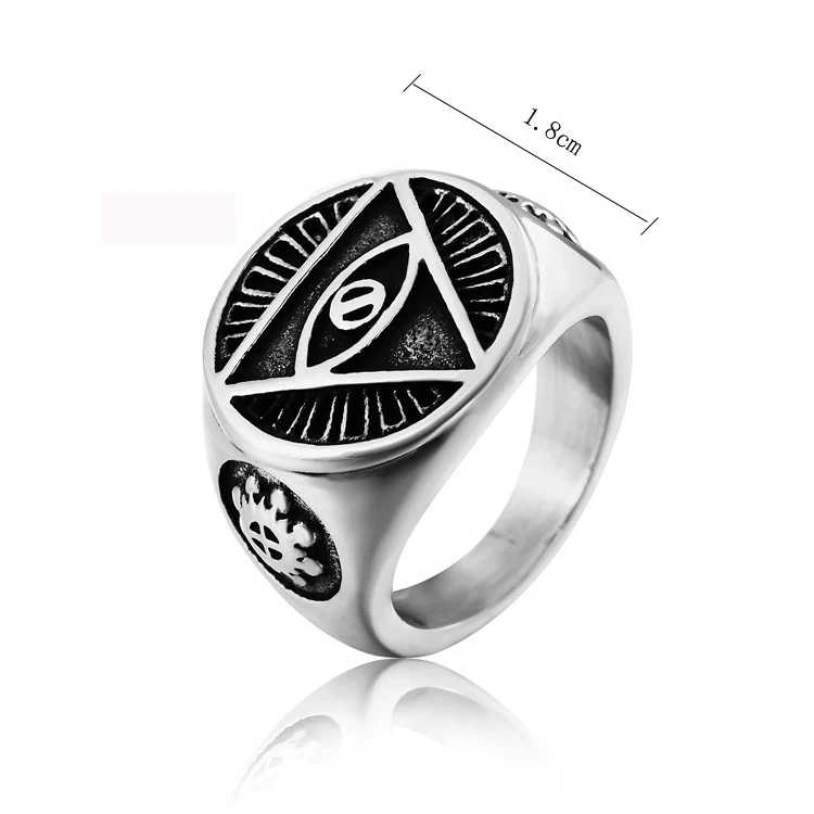 

Wholesale Triangle with eye Jewelry Rings High Quality Titanium Steel Casting Ring Jewel Ring Vintga Style For Men Party Gifts