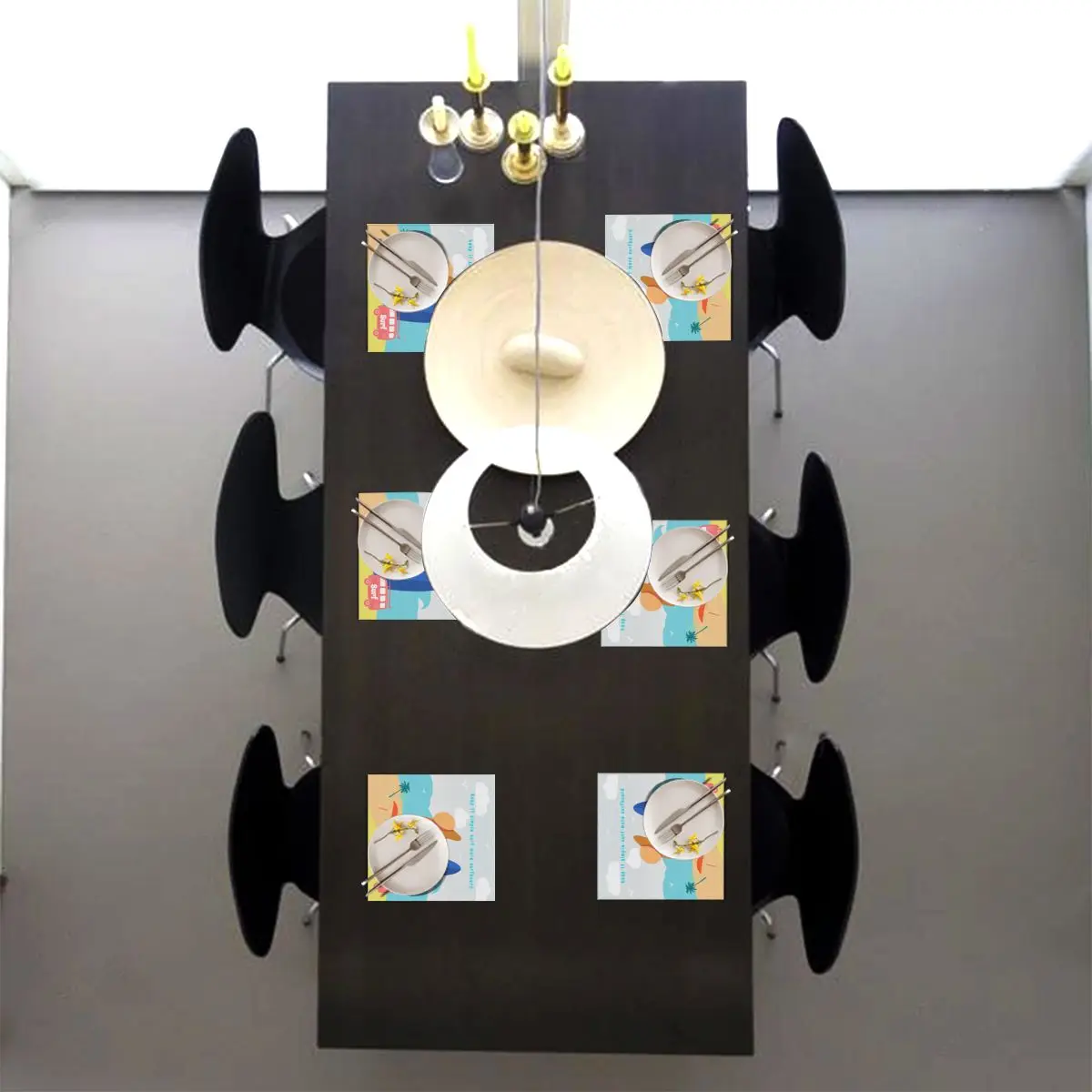 Столовые приборы для обеденного стола подставки серфинга и полистеровая чашка