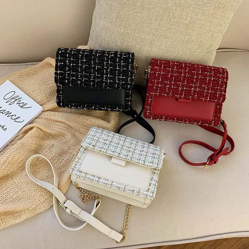 

2020 Winter Shoulder Messenger Bag Female Mini Chain Handbags and Purses Cotton and Linen Crossbody Bags For Women M361