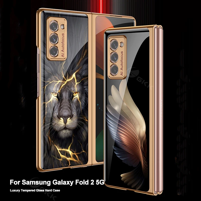 Чехол GKK для Samsung Galaxy Z Fold 2 5G роскошный противоударный стеклянный чехол с