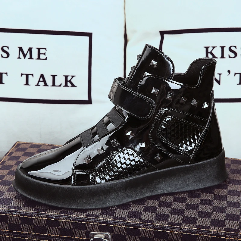 Мужская Осенняя повседневная обувь модные кожаные кроссовки с высоким берцем и