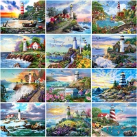 5d diy diamond painting lighthouse full square rhinestones seaset scenery pictures diamond embroidery mosaic sale home decor