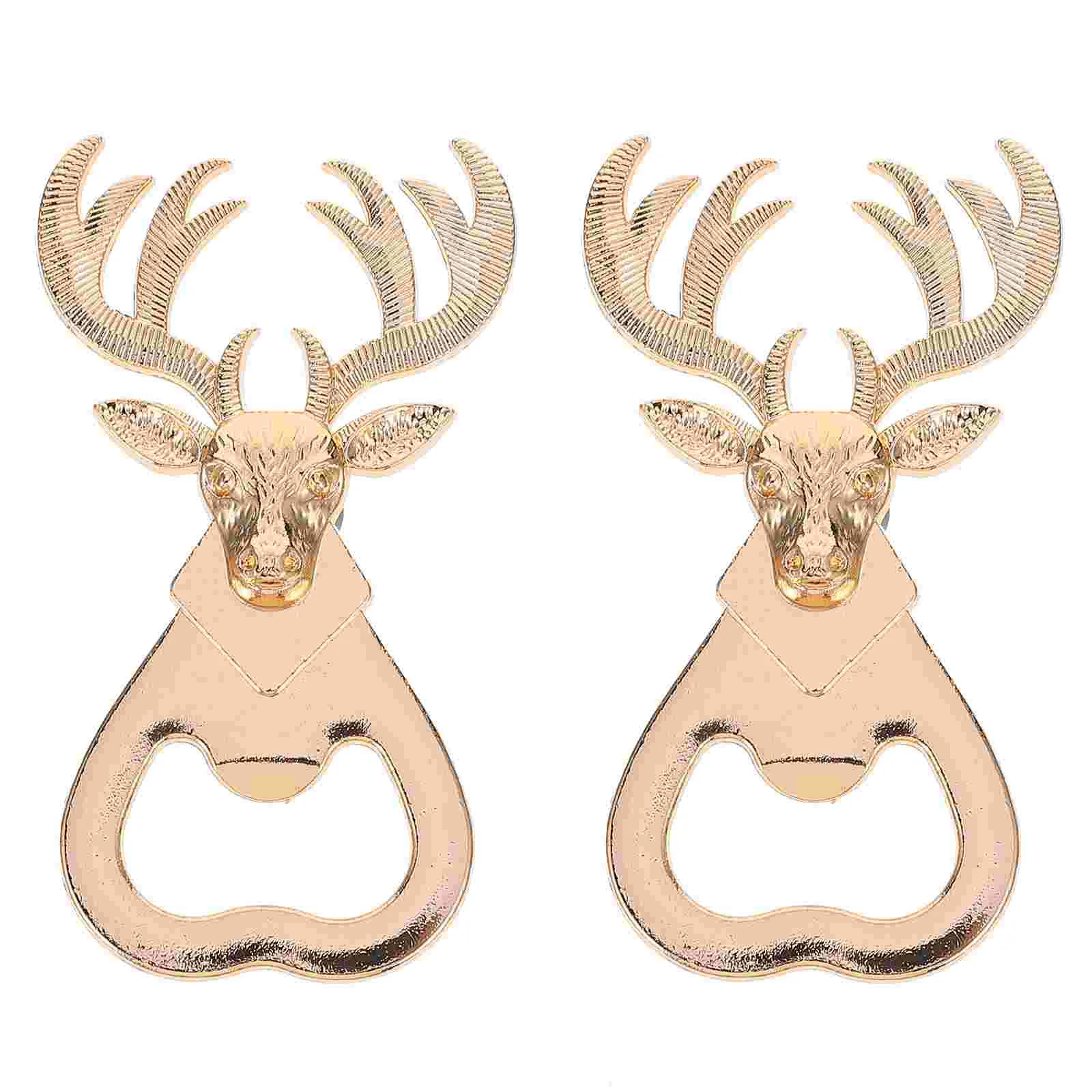 

2pcs Christmas Beer Bottle Opener Deer Head Jar Opener Vintage Party Lid Remover