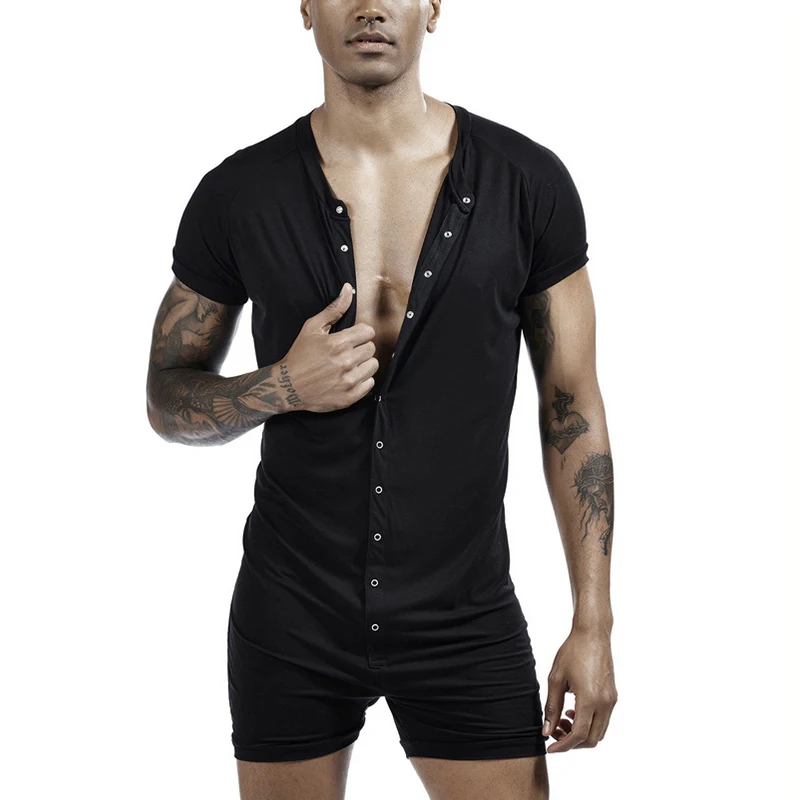 Мужская модная пижама в новом стиле пикантное боди с коротким рукавом и открытой