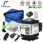 Лазерный уровень с треногой, Зеленый 3D 12-линейный самонивелирующийся вертикальный горизонтальный мощный Кронштейн 360, Зеленый 3D Нивелир, лазерный приемник с европейской вилкой