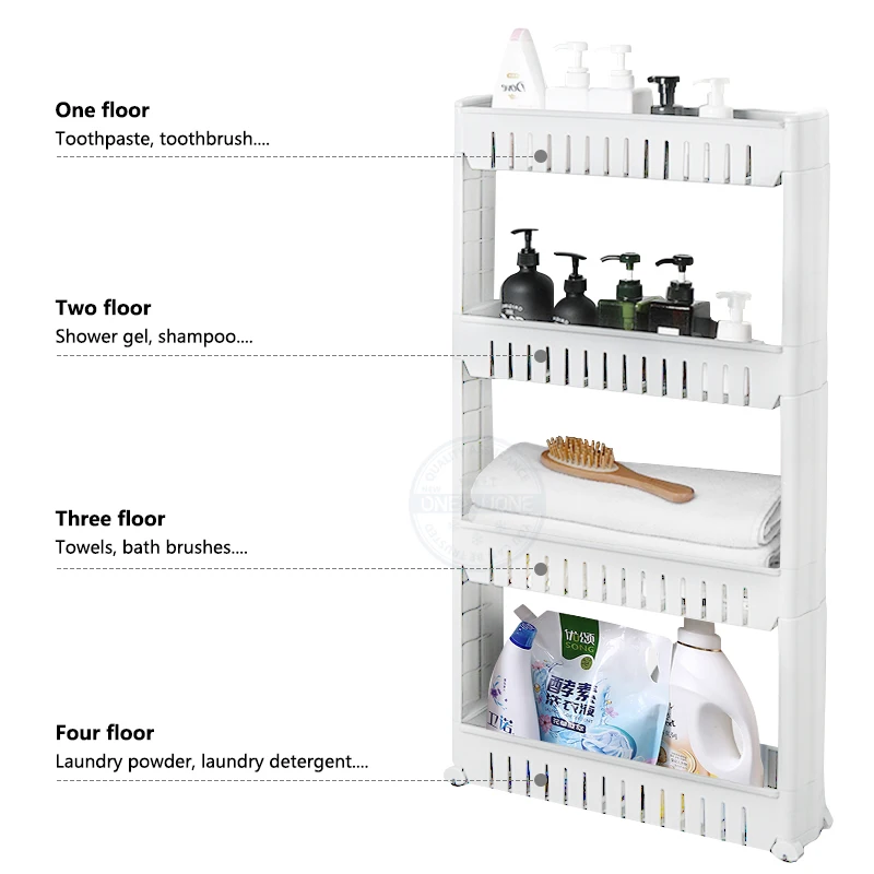 Полка со съемными колесами полка для хранения в ванной многослойный стеллаж