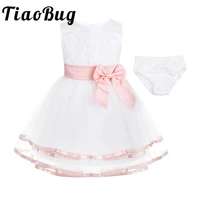 newborn infant baby girls embroidered 3d flower girls dress princess pageant birthday party baptism dress with bloomers set