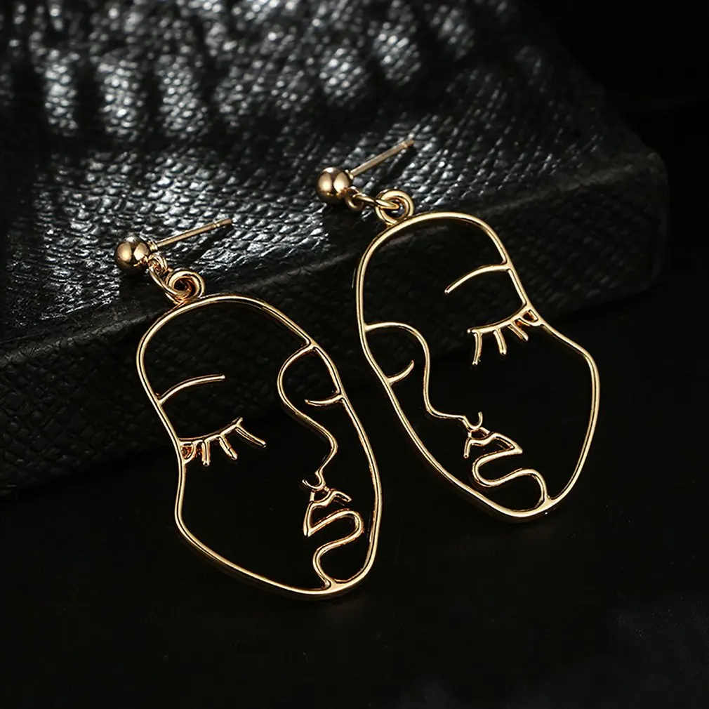 Абстрактные ажурные висячие серьги с лицевой поверхностью уникальный дизайн для