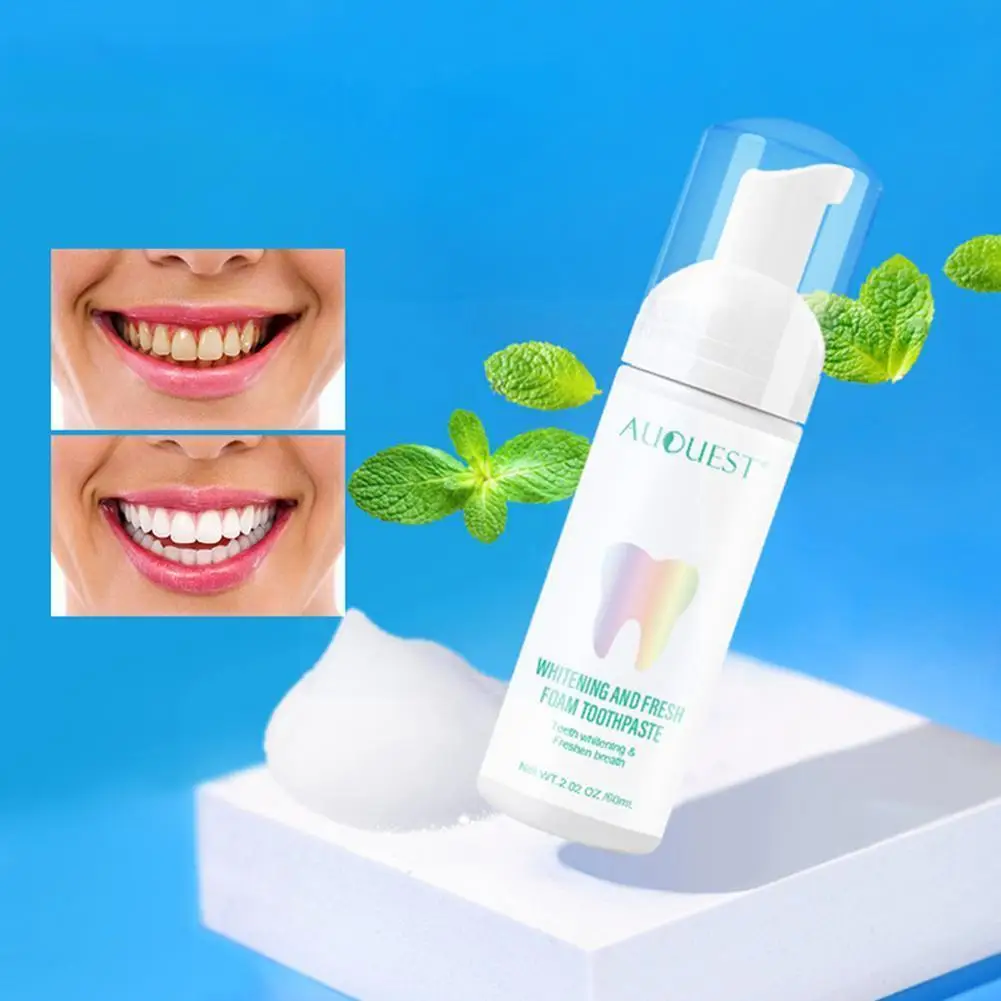 

New Mint Mousse Foam Toothpaste Teeth Whitening Stain Removal Care Mouth Cleaning Tooth Freshener Breathing 60ml Toothpaste V4c1