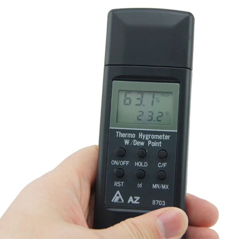 Гигрометр AZ 8703 точка росы одновременно отображает температуру влажность и