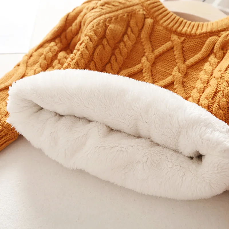 

2020 Autumn Baby Girls Boys Autumn Winter Velvet Sweater Thick Knitted Pullover Children Christmas Costume Sweaters Kids Clothes