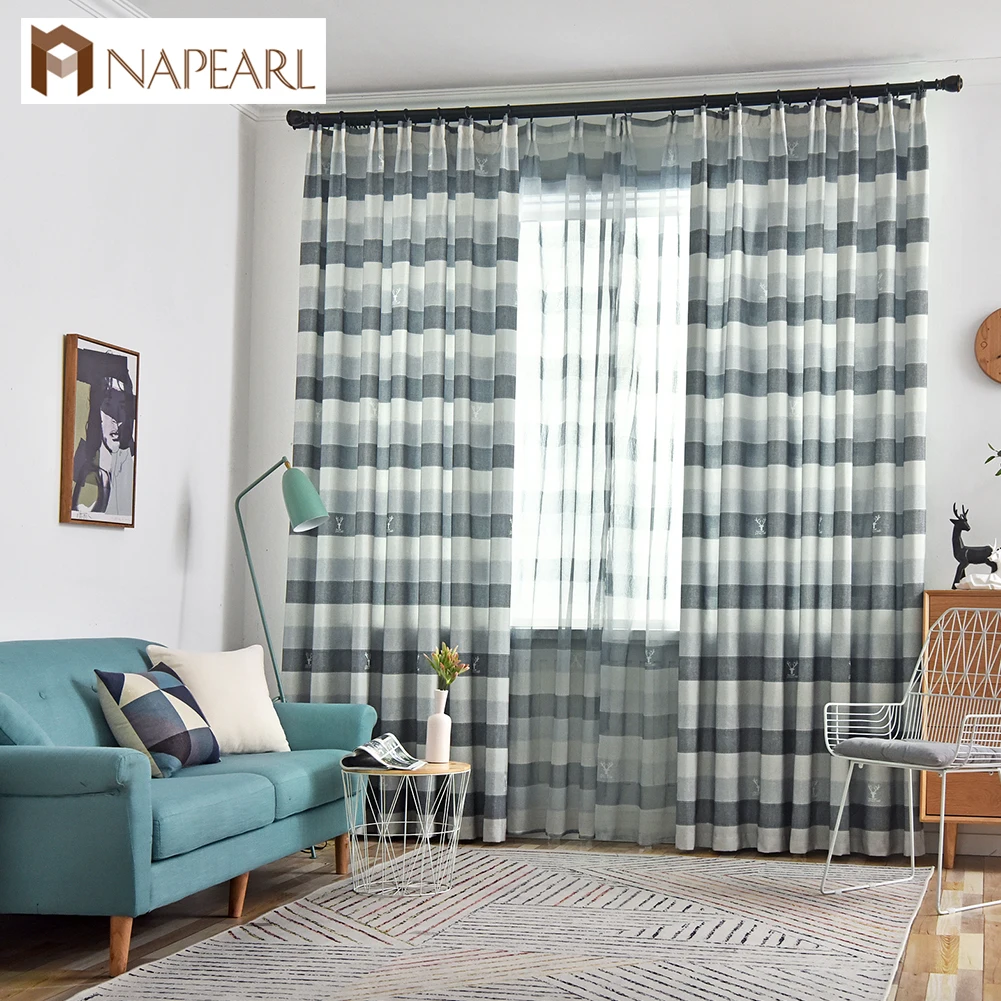 NAPEARL 1 шт. современный простой дизайн в полоску занавески для спальни оконные