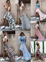 womens skirts 2022 summer new style printed temperament flowers elegant and irregular fashion trend casual ladies