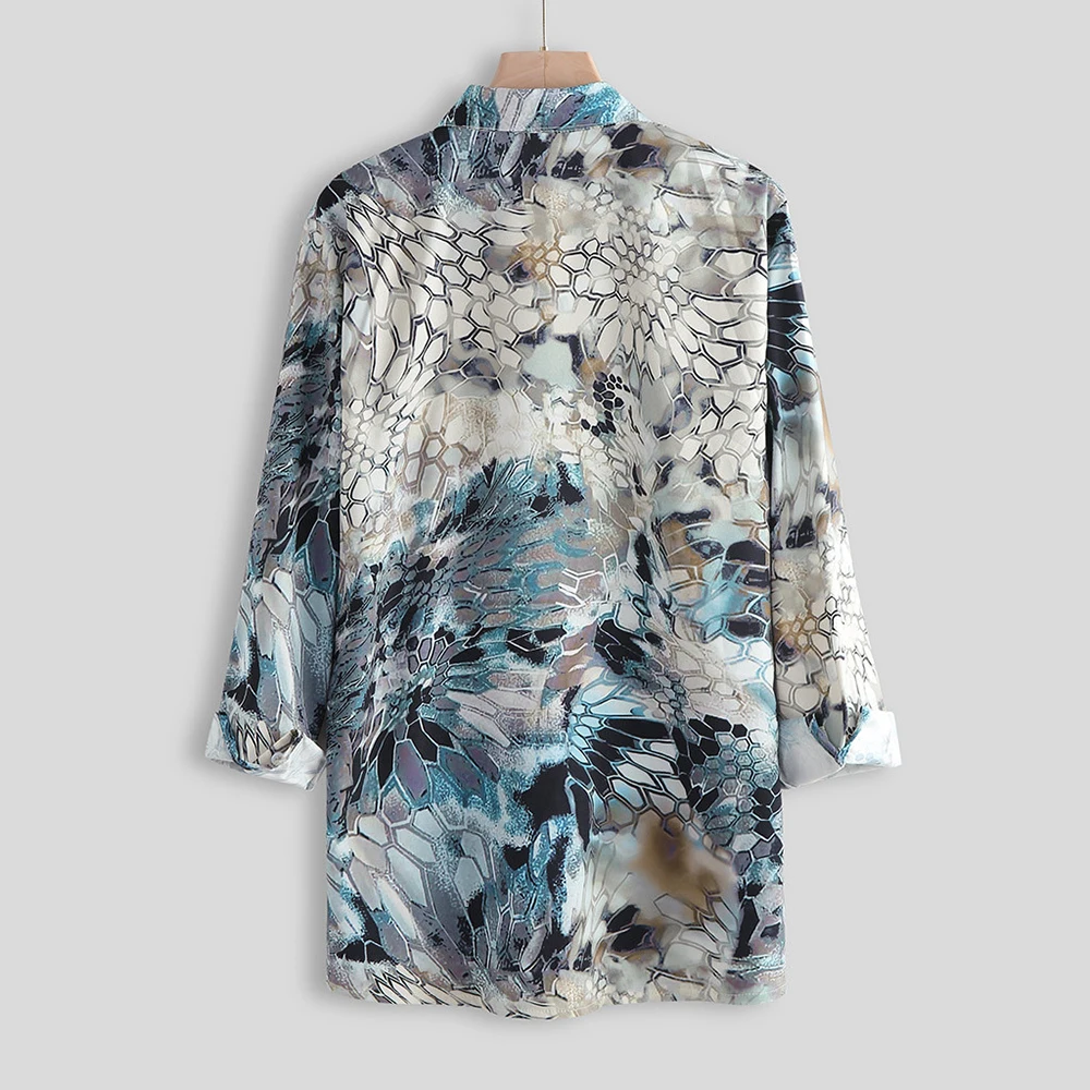 Autumn 2020 New Men's Shirt Long Sleeve Lapel Print Shirt Fashion Loose Casual Men's Shirt Oversize Single Breasted