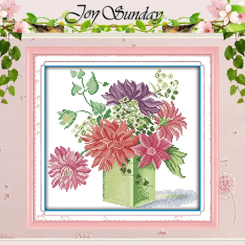 Набор вышитых крестиков Dahlias 11CT 14CT оптом | Дом и сад