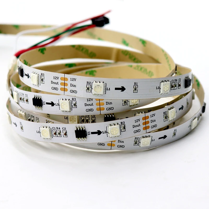 1 м индивидуально адресуемые светодиодные полосы WS2811 пиксельные 12 в 5050 SMD RGB