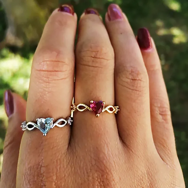 Уникальный простое любовное сердечко мульти Цвет Циркон Кольца для женщин