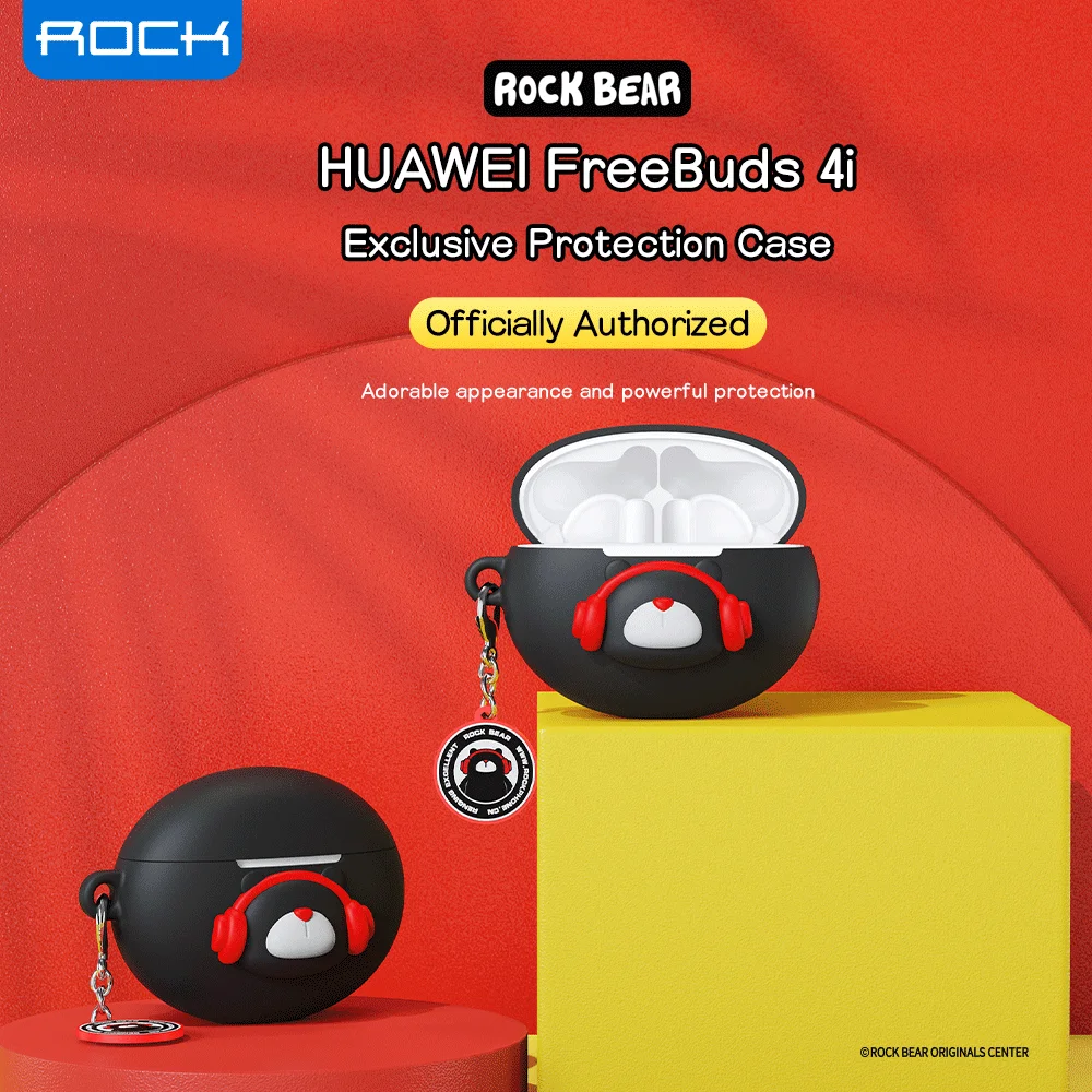 

ROCK kawaii Cute Silicone Case for Huawei Freebuds 4i Shockproof Wireless Bluetooth Earphones Cover Headphone Case Pouch