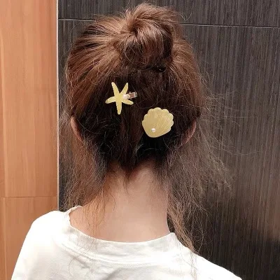 Женские Винтажные заколки для волос девочек модные с жемчужинами и морскими