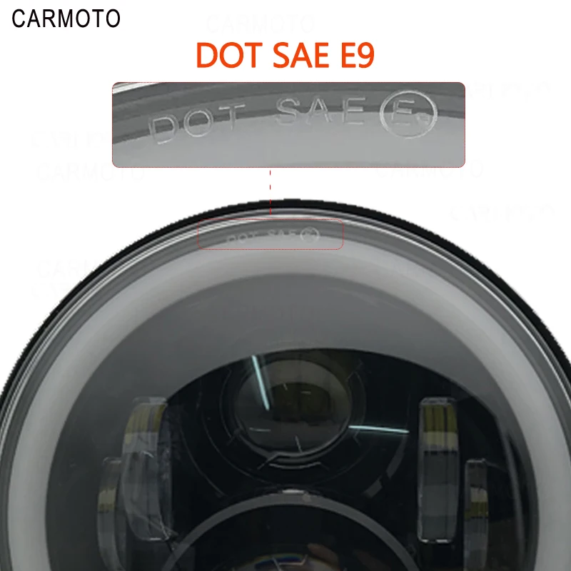 1pcs 7 Inch DOT SAE E9 Motorcycle Headlamp with angle eye Led Headlight 7inch housing bucket trim ring for Touring Electra Glide