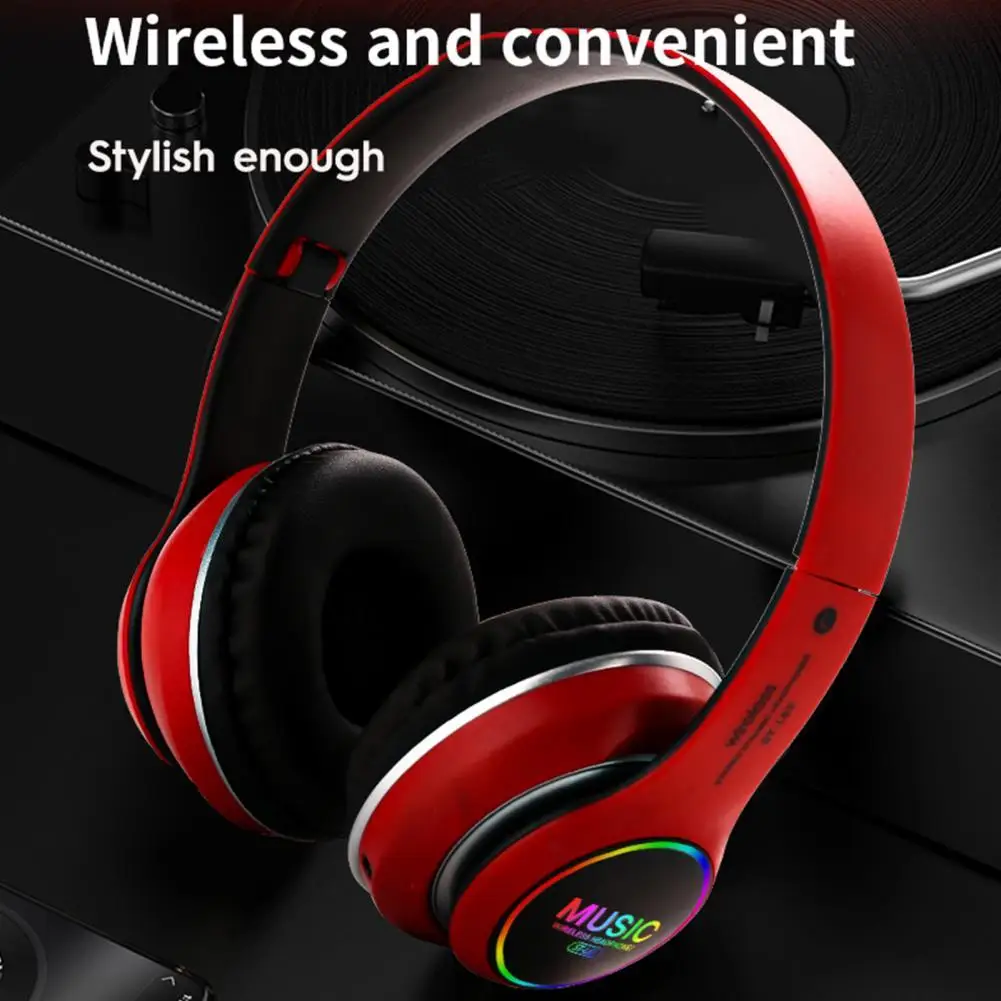 

ST-L63 Foldable Wireless Bluetooth 5.0 Stereo Headset with Microphone LED Light