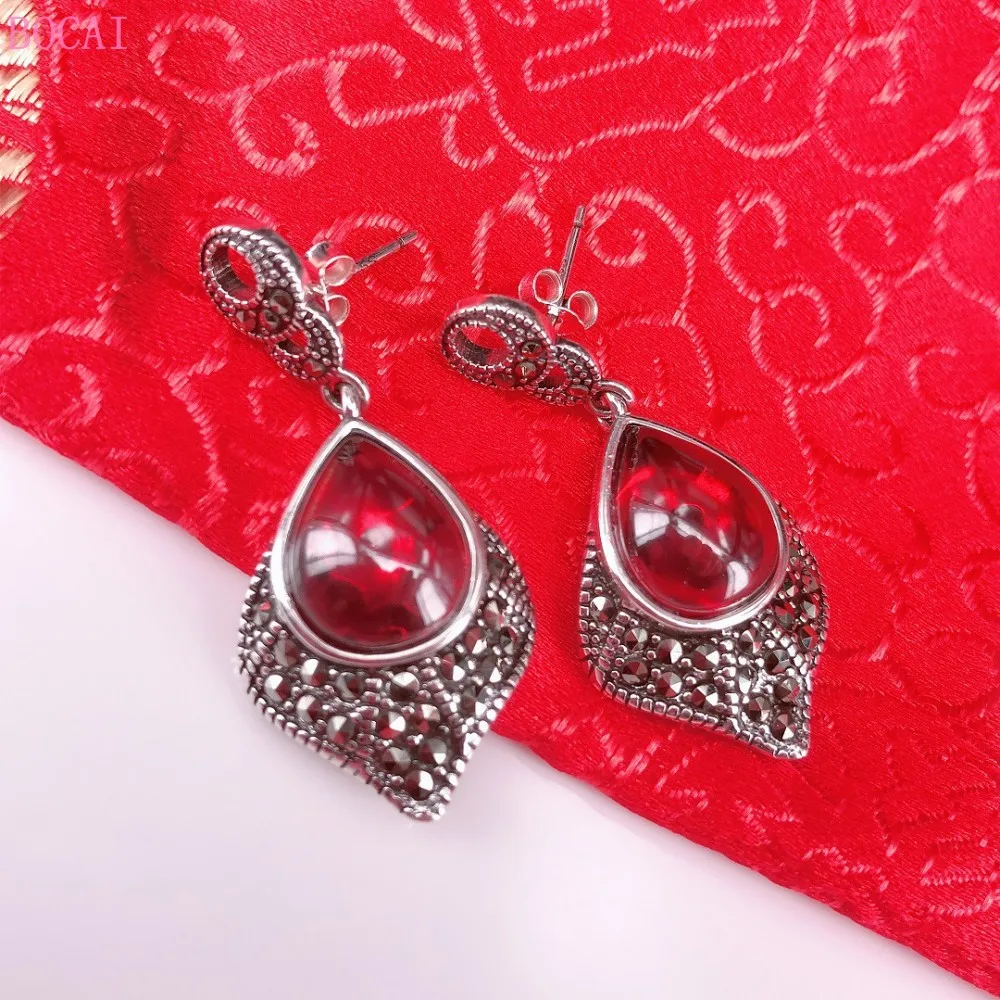 

S925 pure silver earrings for women pop retro carved Earrings Women's Fashion Earrings 2020 new fashion jewelry