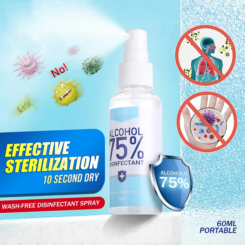 55 мл Портативный Миниатюрный антисептик для рук мыло 75% распыление спирта жидкий