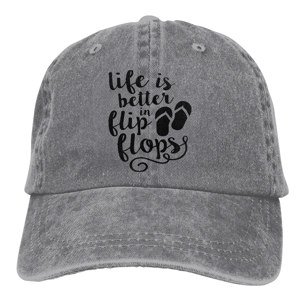 

Life Is Better In Flip Flops man's womans Retro Washed Cowboy hat Trucker Hat