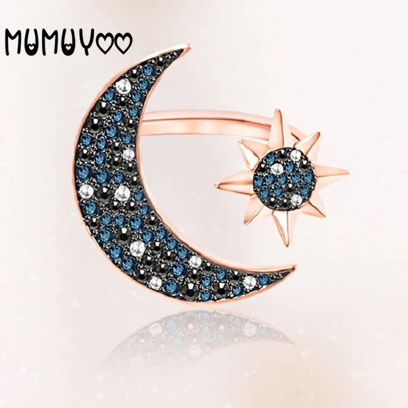 

Fashion jewelry high-quality swa,charm romantic star and moon blue moon women's ring blue sun fashion opening adjustment ring