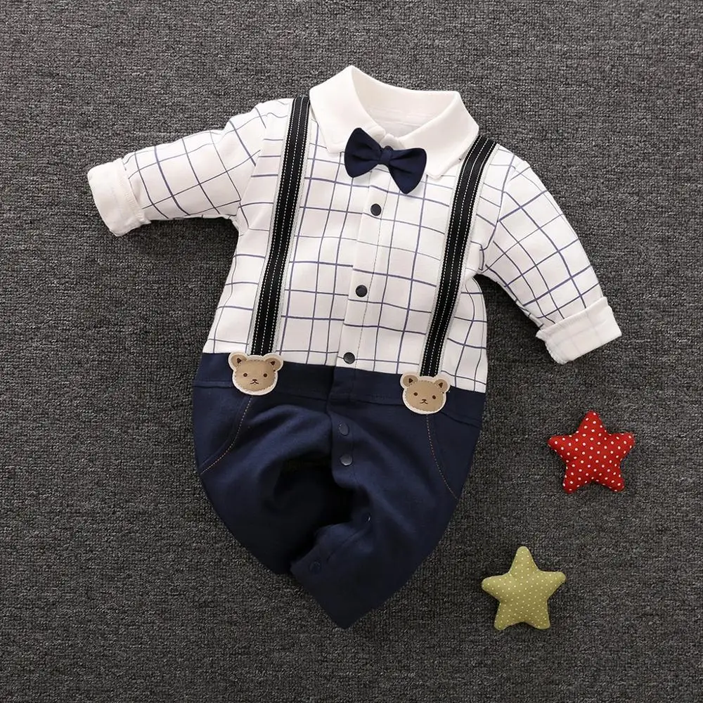 Весенне осенний хлопковый комбинезон для отдыха с галстуком бабочкой и