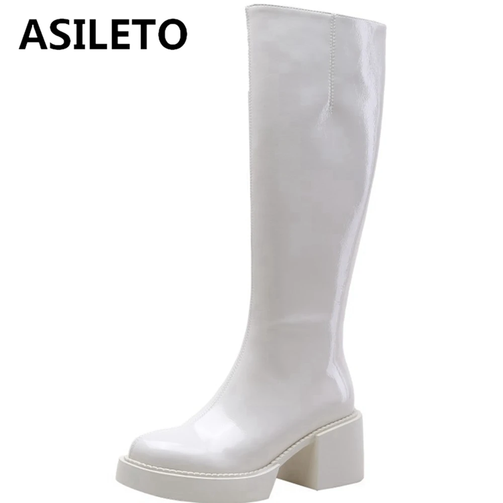 

Сапоги ASILETO из лакированной натуральной кожи, размер 40