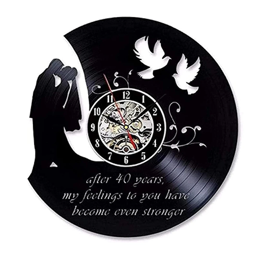

Настенные часы с виниловыми пластинами, домашний декор на 40-летие, для пар, мужа, жены, свадьбы, 40 лет брака